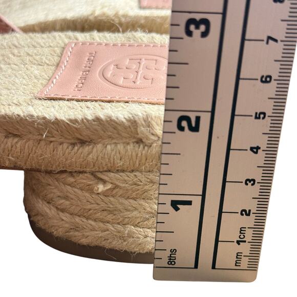 TORY BURCH Women's Britten Espadrille Smooth Leather Pink Moon Size 10 - Picture 8 of 8
